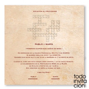 Invitación de boda "Crucigrama"