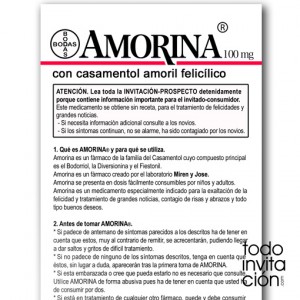 invitación de boda medicamento "Amorina"