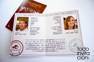 invitación de boda pasaporte