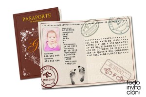recordatorio invitación de bautizo pasaporte