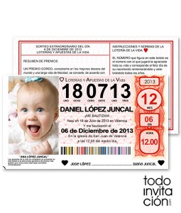 invitacion original bautizo loteria