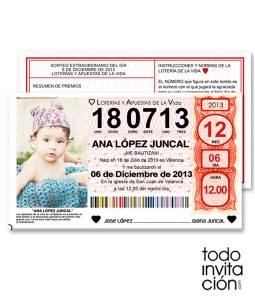 invitacion original bautizo loteria