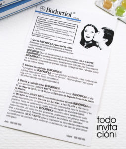 invitación de boda caja de medicamento