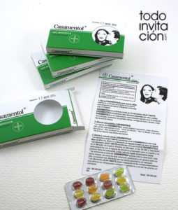 invitación de boda caja de medicamento