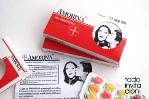 invitacion de boda caja de medicamento amorina