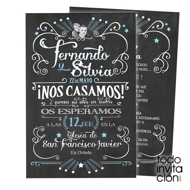 invitacion de boda pizarra