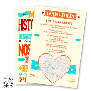 invitacion de boda original hot letters