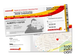 invitacion tarjeta de embarque avion