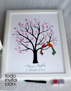 arbol cuadro de huellas bodas