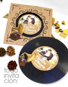 invitacion de boda disco de vinilo