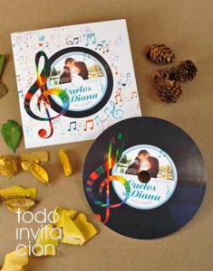 invitacion de boda disco de vinilo