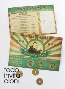 invitacion de boda original rasca y gana