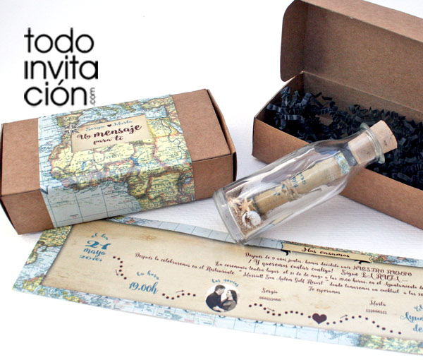 Vegetales Correa Aventurarse ▷ Invitación única de boda MENSAJE EN UNA BOTELLA - invitaciones y detalles  originales