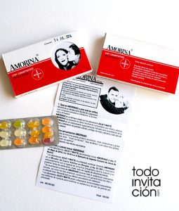 invitacion boda original caja medicamento