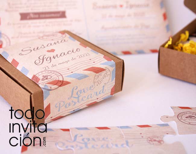 invitacion de boda puzzle original y divertida