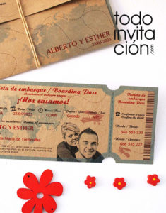 invitación de boda billete de avion