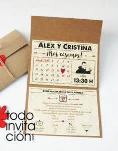 invitación calenderaio en kraft