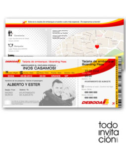 invitacion tarjeta embarque bilete avion