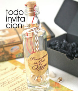 invitacion de boda diferente botella mensaje