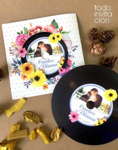 invitacion de boda disco de vinilo