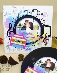 invitacion de boda disco de vinilo