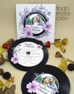 invitacion de boda disco de vinilo