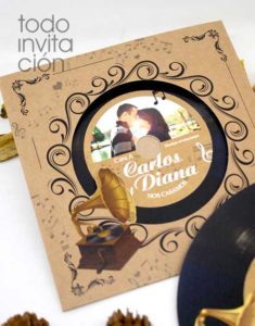 invitacion de boda disco de vinilo