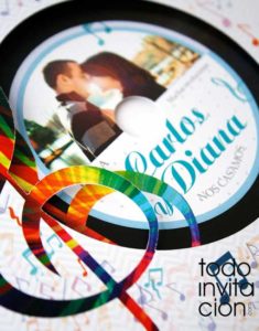 invitacion de boda disco de vinilo