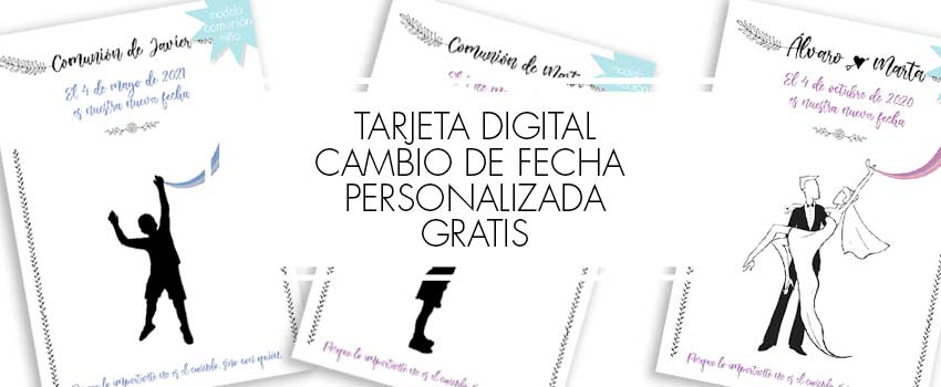 tarjeta digital cambio de fecha boda comunion bautizo gratis