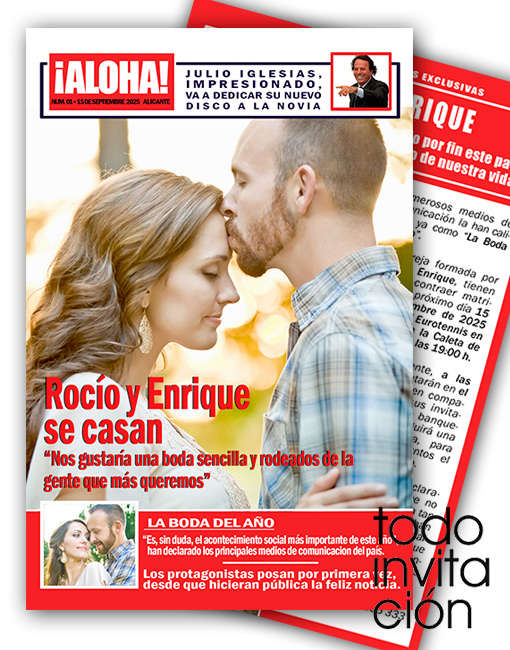 invitación de boda portada de revista