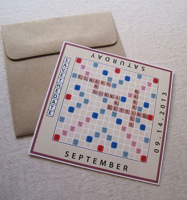 invitación de boda scrabble