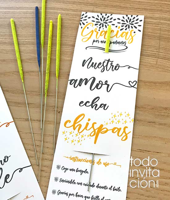 tarjetas gratis para bengalas de boda imprimible