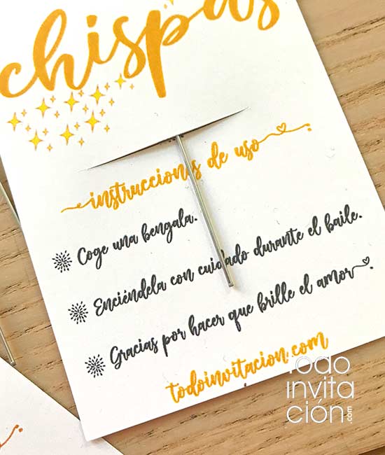 ▷ Tarjetas gratis para las bengalas de tu boda - imprimible