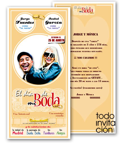 invitacion de boda cartel de cine