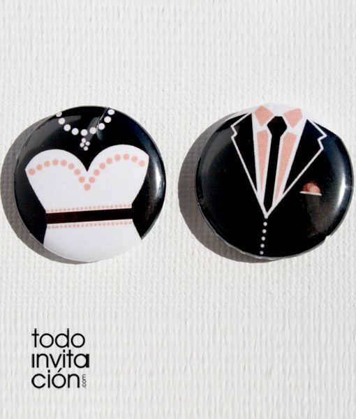 chapas divertidas para boda novio novia