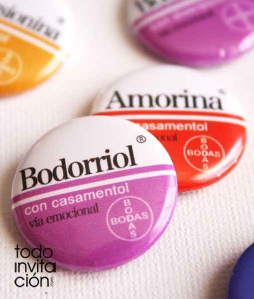 chapas divertidas para bodas medicamentos