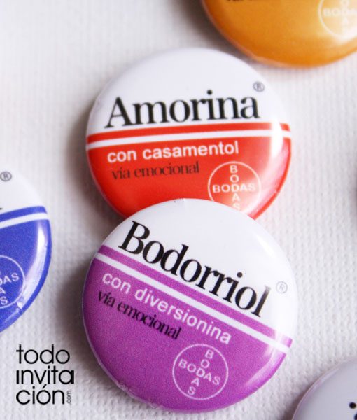 chapas divertidas para bodas medicamentos