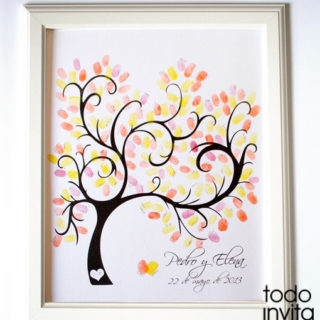 cuadro arbol huellas boda