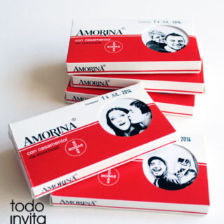invitacion de boda caja medicamento amorina