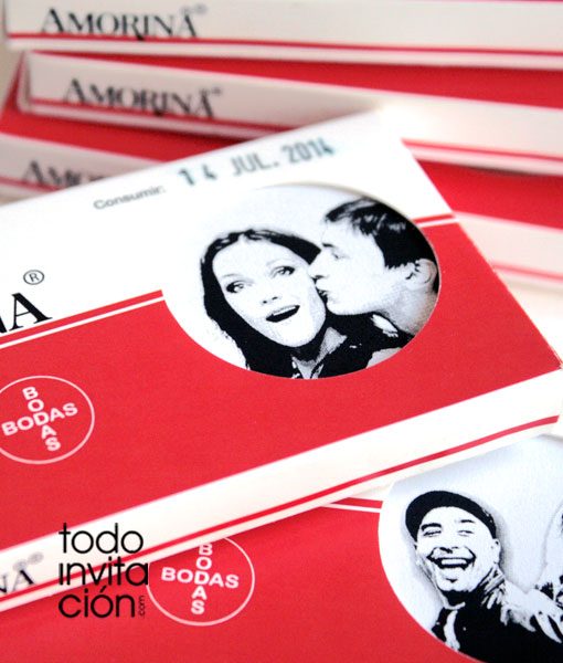 invitacion de boda caja medicamento amorina