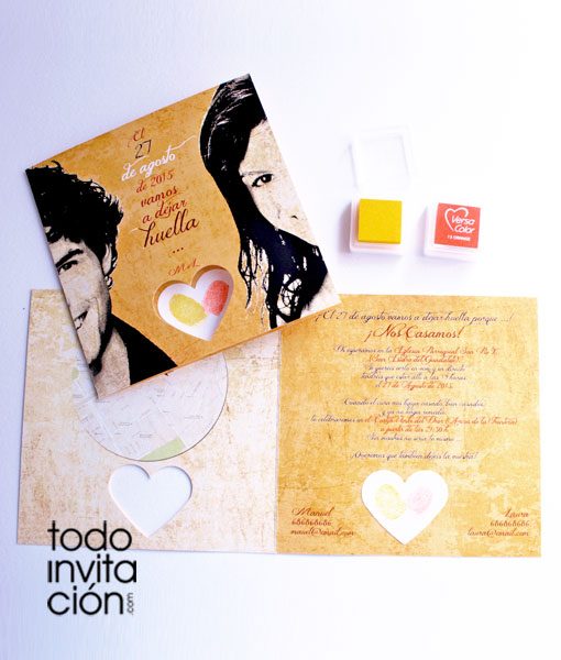 invitacion boda original huellas dactilares 1