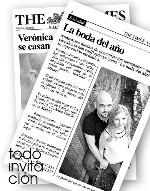 invitacion boda portada de periodico