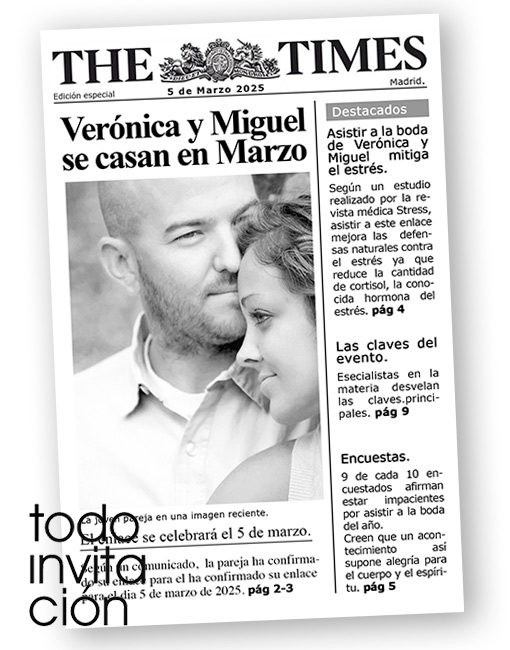 invitacion boda portada de periodico