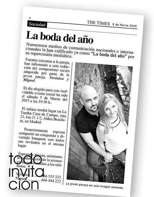 invitacion boda portada de periodico