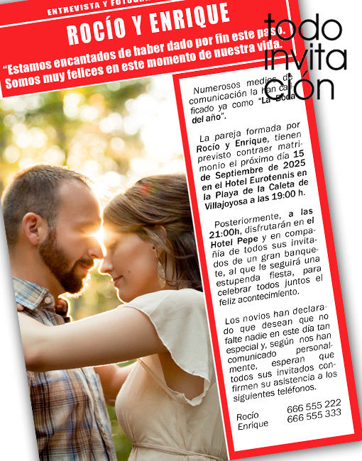 invitacion boda portada revista