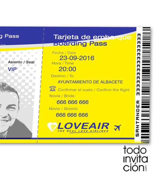 invitacion-billete avion tarjeta embarque