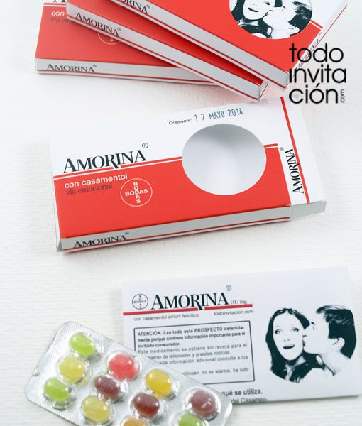 invitacion de boda original caja medicamento