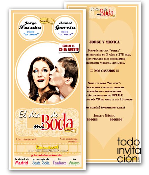 invitacion de boda cartel de cine