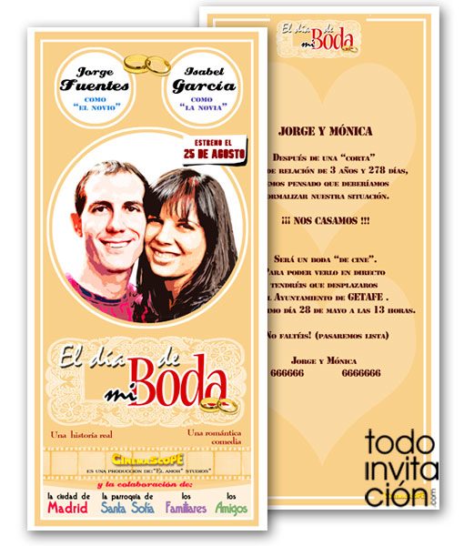 invitacion de boda cartel de cine