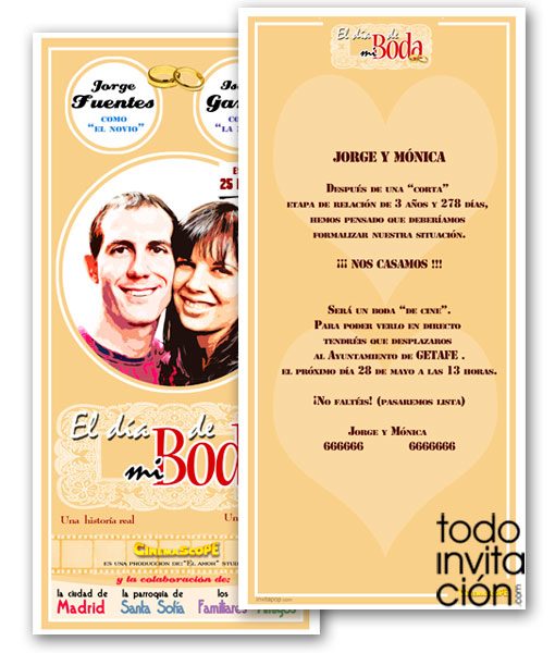 invitacion de boda cartel de cine